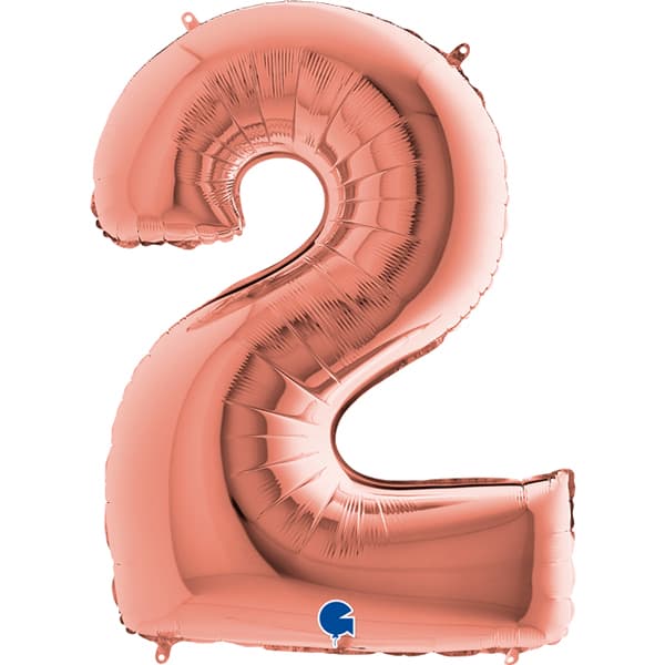 40" Grabo Rose Gold Number 2 Shape Balloons