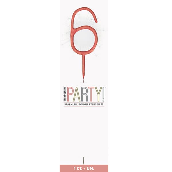 7" Rose Gold Number 6 Sparklers