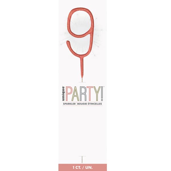 7" Rose Gold Number 9 Sparklers