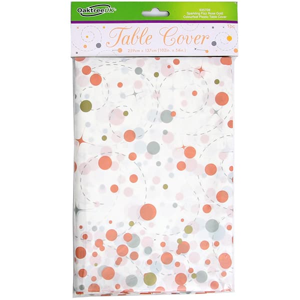 Sparkling Fizz Rose Gold Plastic Tablecover
