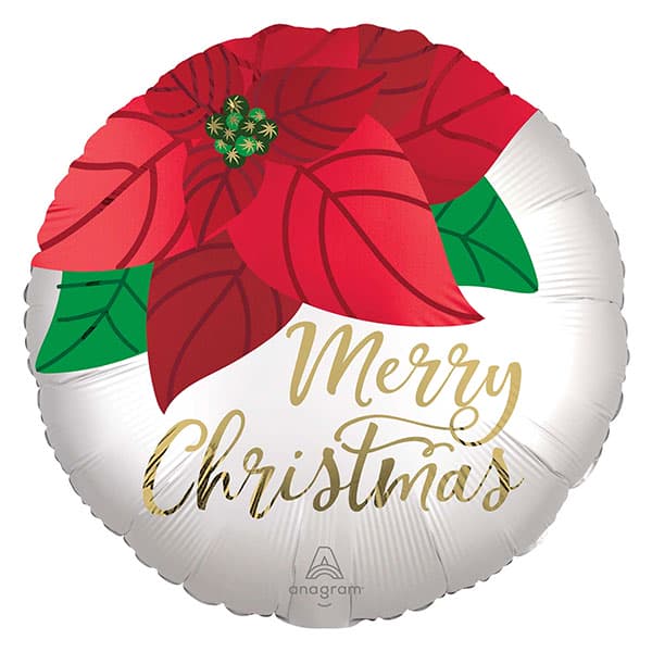 (image for) 18" Christmas Poinsettia Satin Foil Balloons