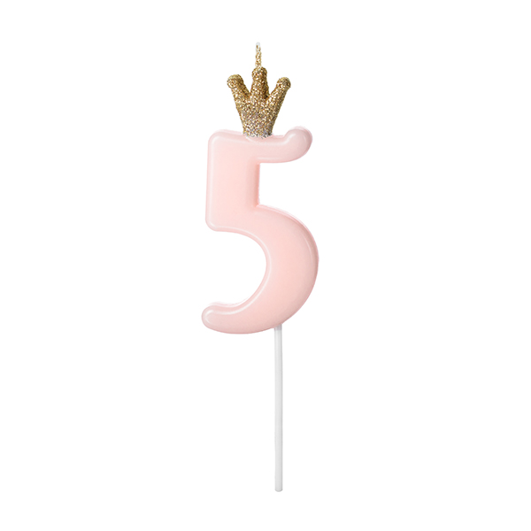 (image for) Light Pink Birthday Candle Number 5