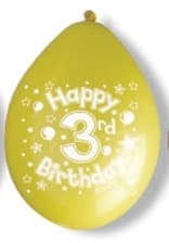 (image for) 10" Happy 3rd Birthday Latex Balloons 6 Packs Of 10