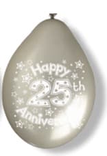 10" 25th Anniversary Latex Balloons 6 Packs Of 10