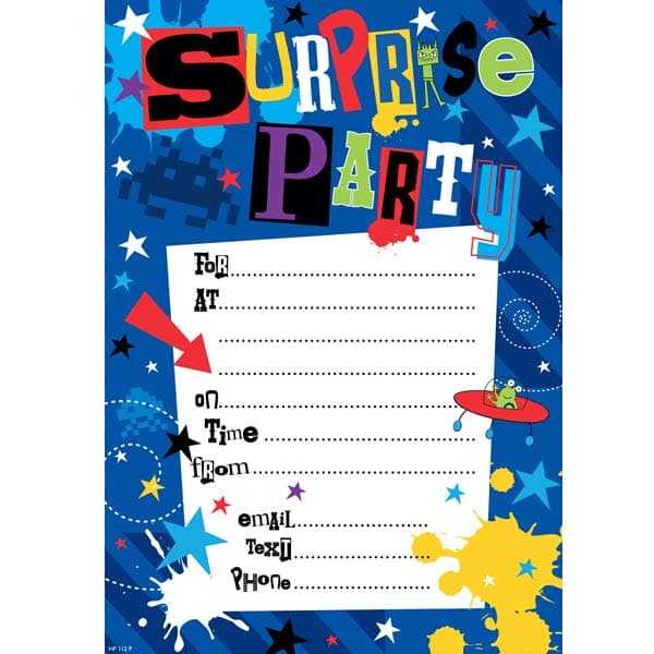 Suprise Party Invitations 20pk