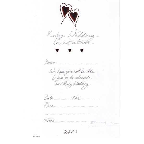 (image for) Ruby Wedding Invitations 20pk