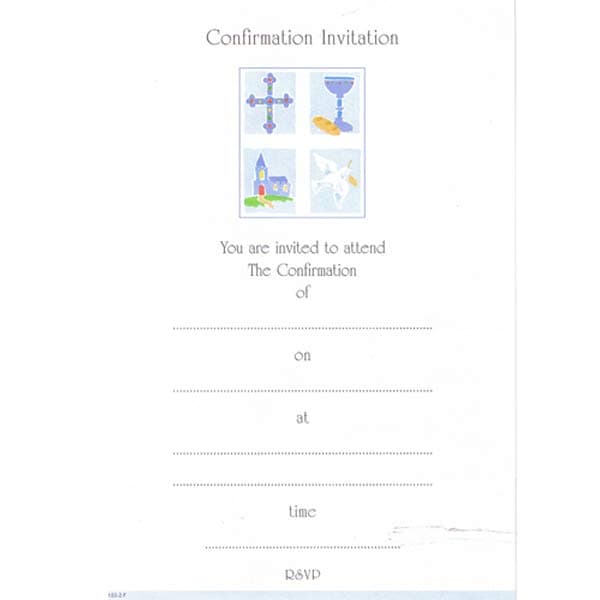 Blue Confirmation Invitations 20pk