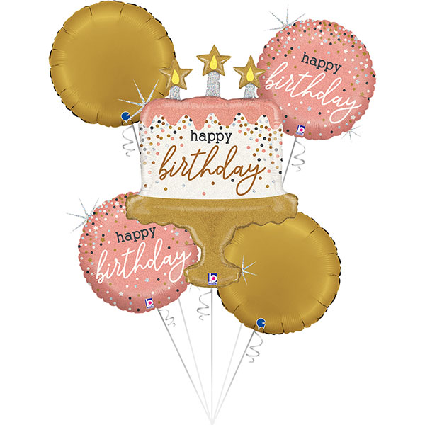 (image for) Happy Birthday Rose Gold Bouquet Set Balloons