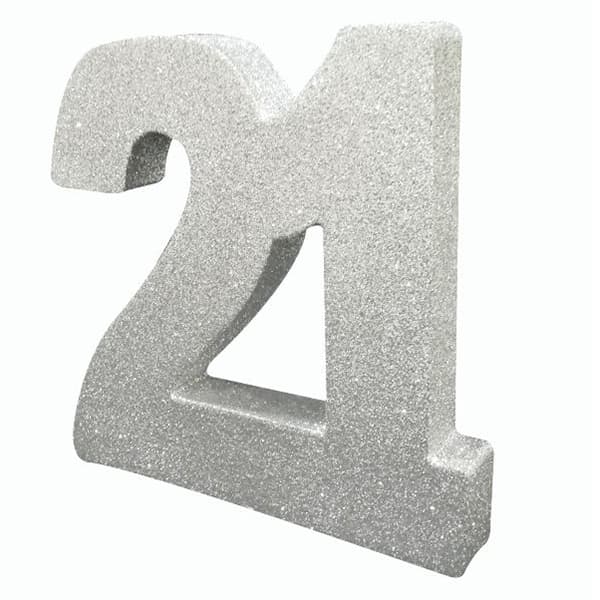 21 Silver Glitter Table Decoration