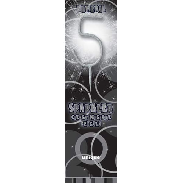 7" Silver Glitz Number 5 Sparkler