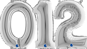 (image for) 14" Grabo Silver Air Fill Number Balloons