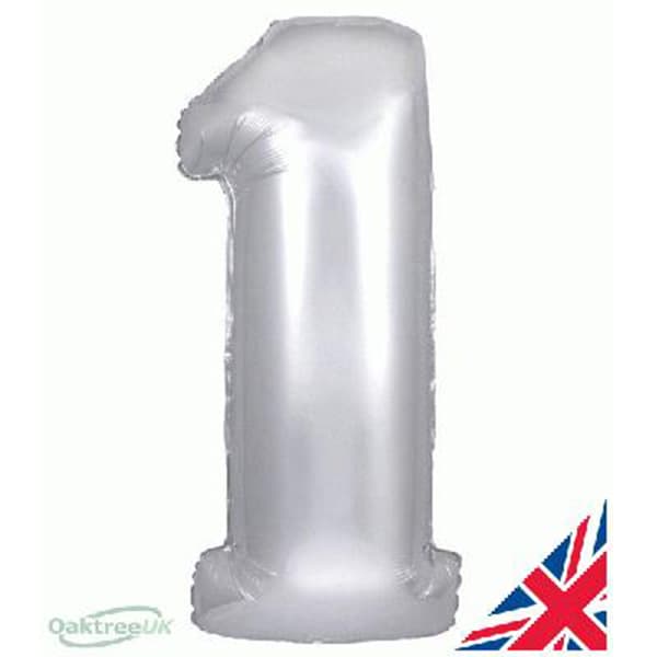 34" Oaktree Silver Number 1 Shape Balloons