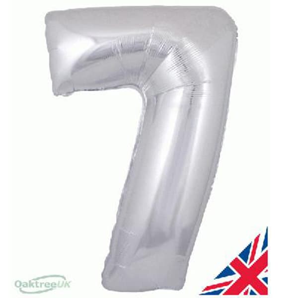 34" Oaktree Silver Number 7 Shape Balloons