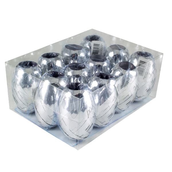 5mm Metallic Silver Curling Ribbon Cops 12pk