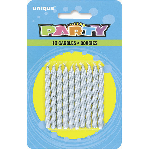 Silver Party Candles 10pk
