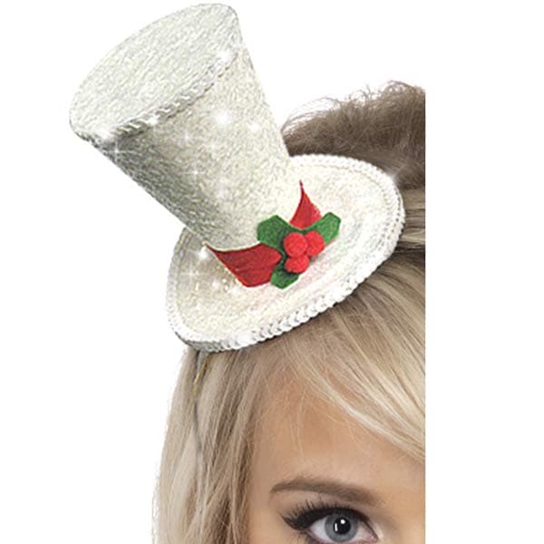 (image for) White Christmas Top Hat Headband