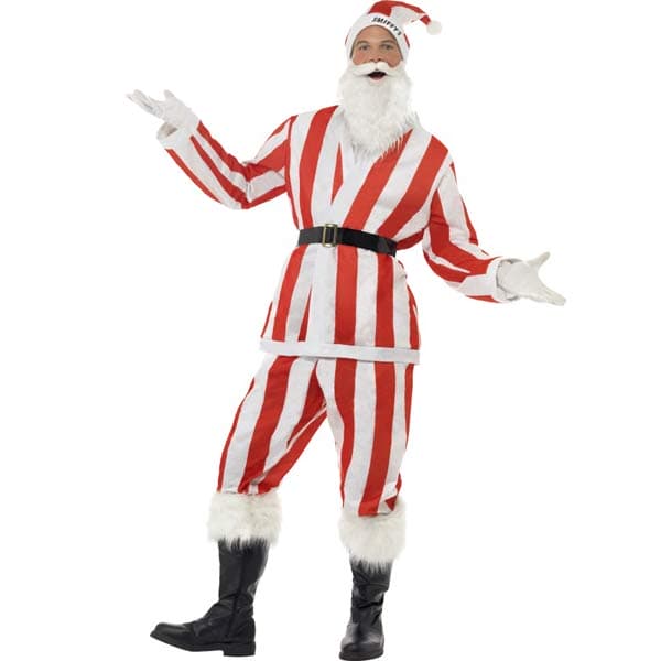Red And White Striped Sports Santa Suit