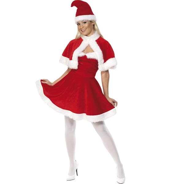 Miss Santa Fancy Dress Costumes Red With White Trim