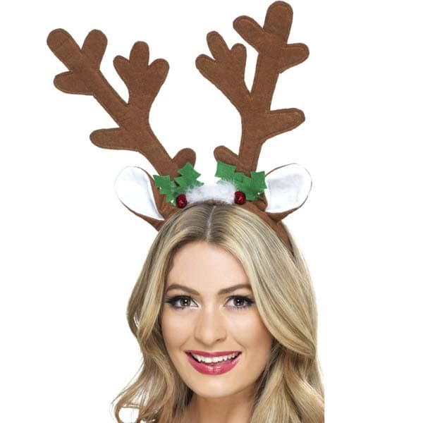(image for) Reindeer Antlers With Holly And Bells