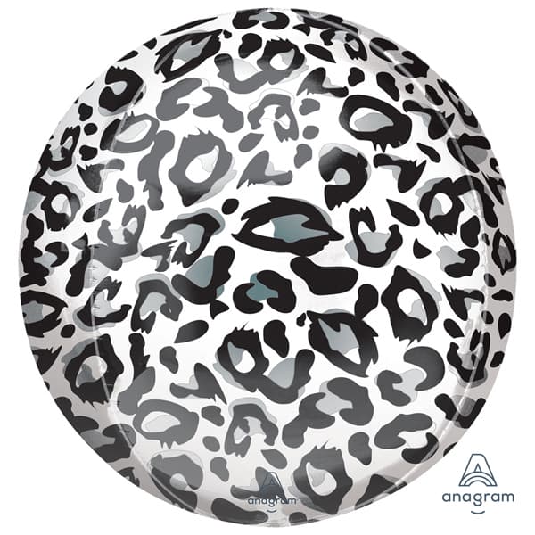 (image for) 15" Animalz Snow Leopard Printed Orbz Foil Balloons