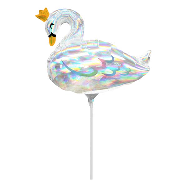 12" Pastel Swan Iridescent Mini Shape Balloons