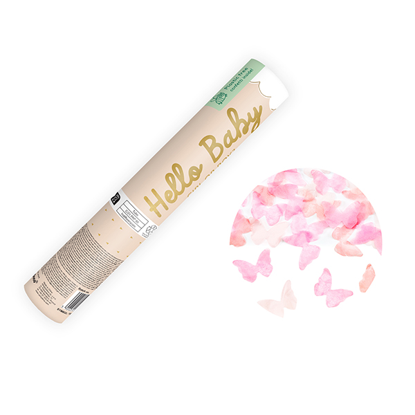 (image for) 20cm Pink Butterflies Confetti Cannon