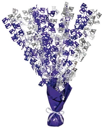 (image for) 40th Purple And Silver Foil Balloon Weight Centrepiece