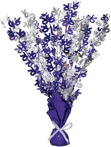 (image for) 70th Purple And Silver Foil Balloon Weight Centrepiece