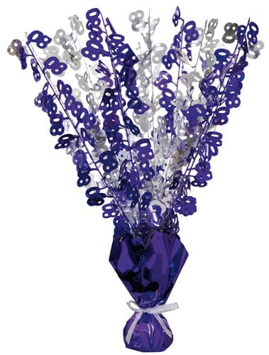 (image for) 80th Purple And Silver Foil Balloon Weight Centrepiece