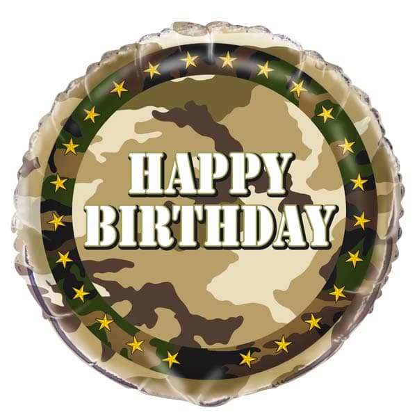 18" Happy Birthday Military Camo Foil Balloons