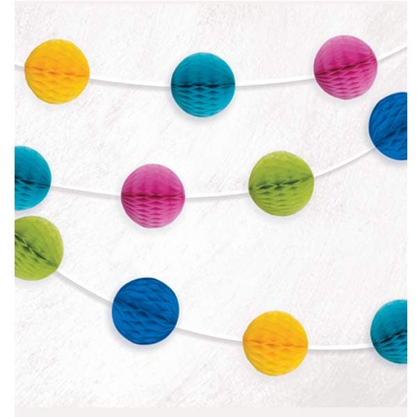 Multicoloured Honeycomb Ball Garland