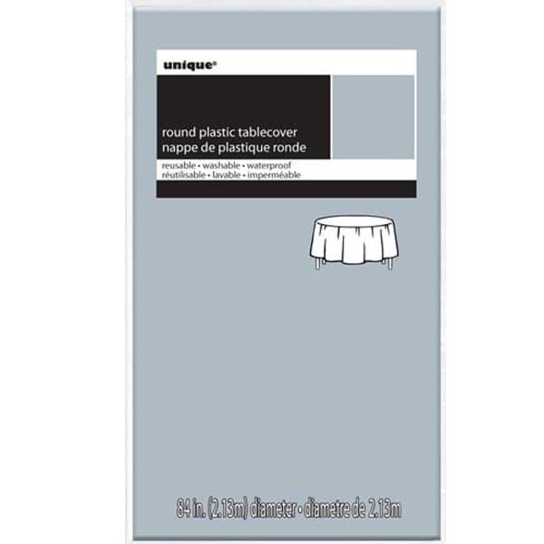 Silver Round Plastic Tablecover