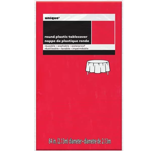 Red Round Plastic Tablecover