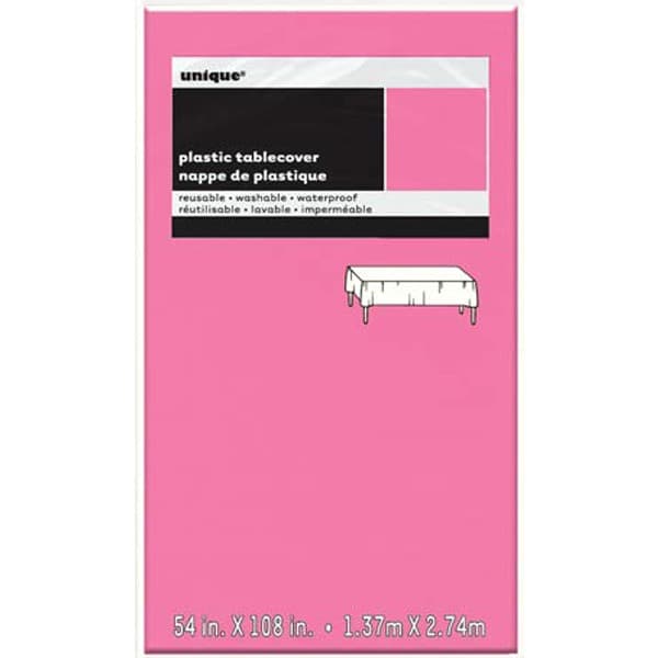 Hot Pink Rectangle Plastic Tablecover