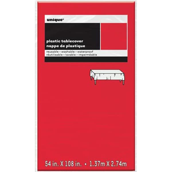 Red Rectangle Plastic Tablecover