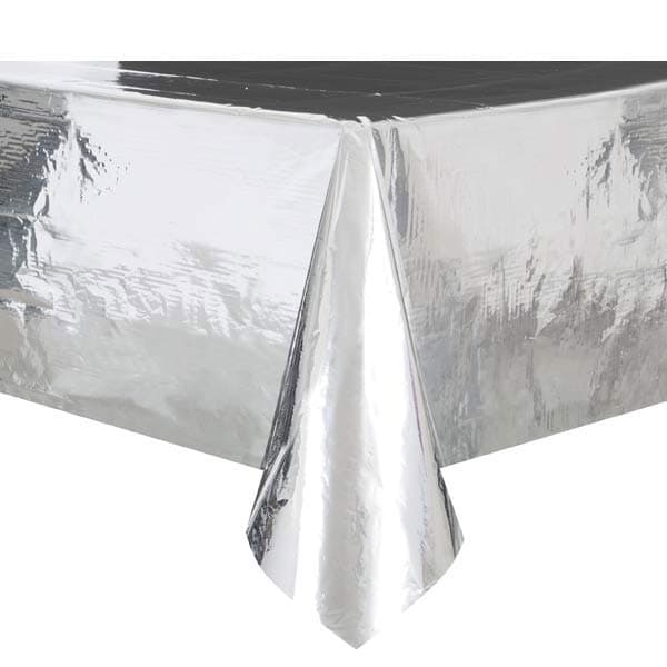 Metallic Silver Plastic Tablecover