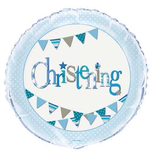 (image for) 18" Christening Blue Bunting Foil Balloons