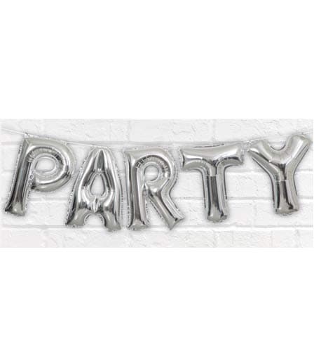 (image for) 14" Party Silver Letter Balloons Banner Kit