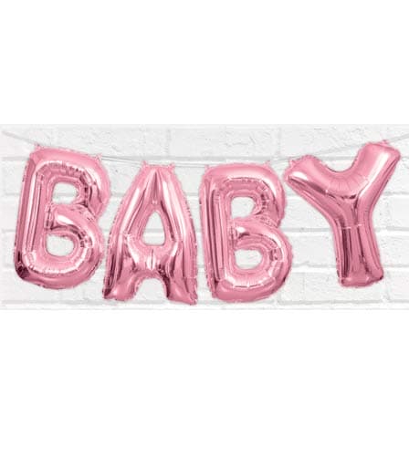 (image for) 14" Baby Pink Letter Balloons Banner Kit