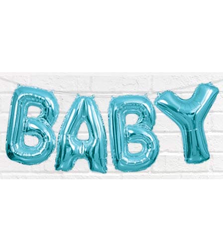 (image for) 14" Baby Blue Letter Balloons Banner Kit