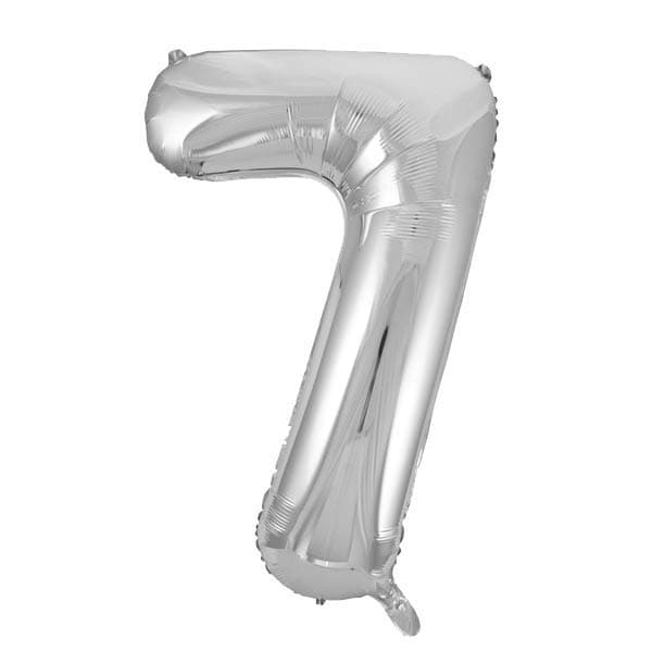 (image for) 34" Unique Silver Glitz Number 7 Supershape Balloons