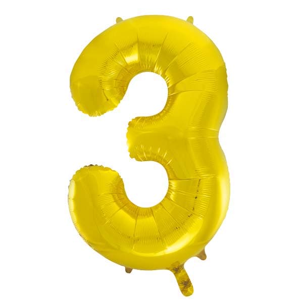 34" Unique Gold Glitz Number 3 Supershape Balloons
