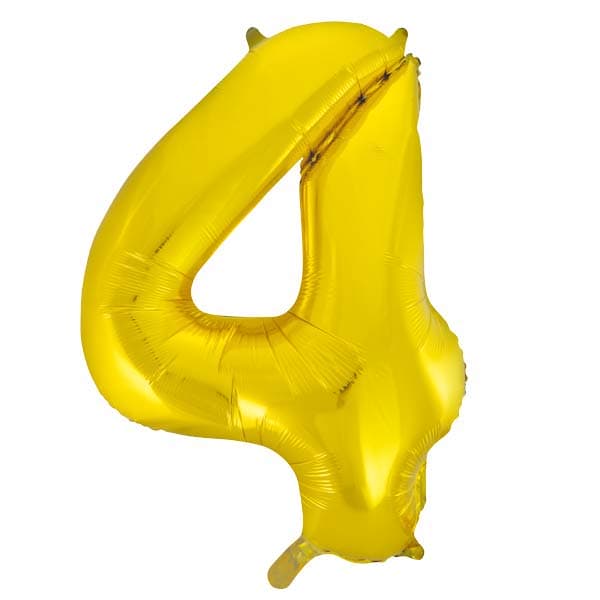 34" Unique Gold Glitz Number 4 Supershape Balloons
