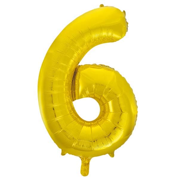 34" Unique Gold Glitz Number 6 Supershape Balloons
