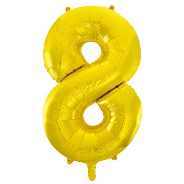 34" Unique Gold Glitz Number 8 Supershape Balloons