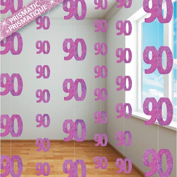 Age 90 Pink Glitz Hanging Decoration