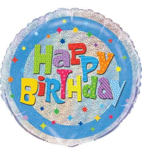 18" Happy Wacky Birthday Prismatic Foil Balloons