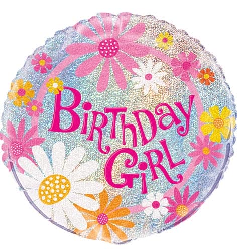 (image for) 18" Birthday Girl Prismatic Foil Balloons