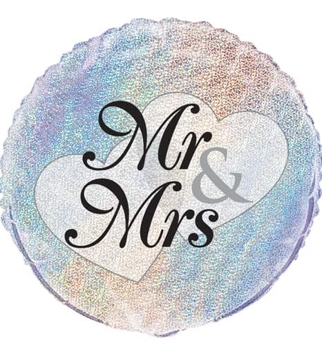 (image for) 18" Mr And Mrs Prismatic Foil Balloons