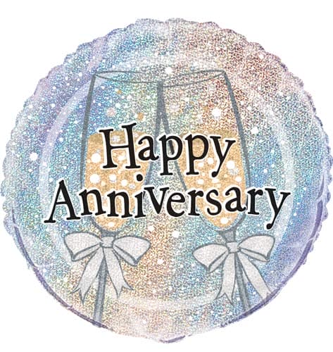 (image for) 18" Happy Anniversary Prismatic Foil Balloons